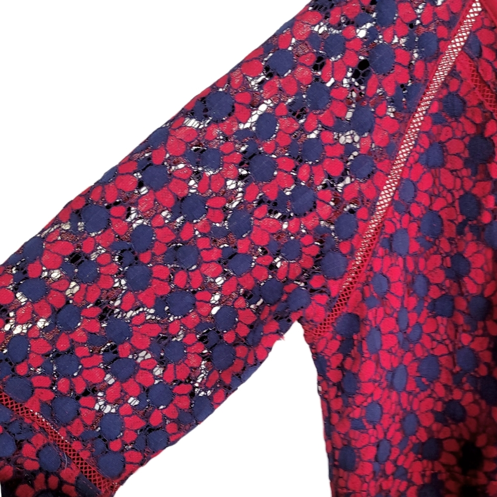 ModCloth Navy and Fuchsia Lace Fit-and-Flare Dress - Picture 8 of 9